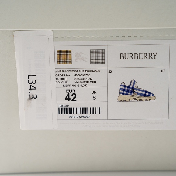 size 42eu 9us Burberry Pillow Boots Hunter Blue White Check Padded Drawstring - Picture 13 of 14